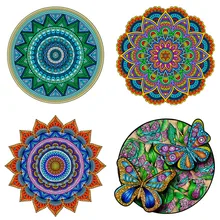 Quebra cabeças de madeira com mandala para crianças, brinquedo educativo, presente para adultos e borboletas, exclusivo
