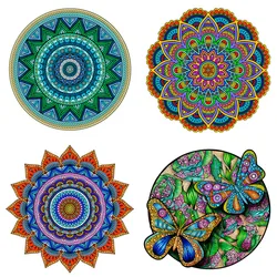Quebra cabeças de madeira com mandala para crianças, brinquedo educativo, presente para adultos e borboletas, exclusivo