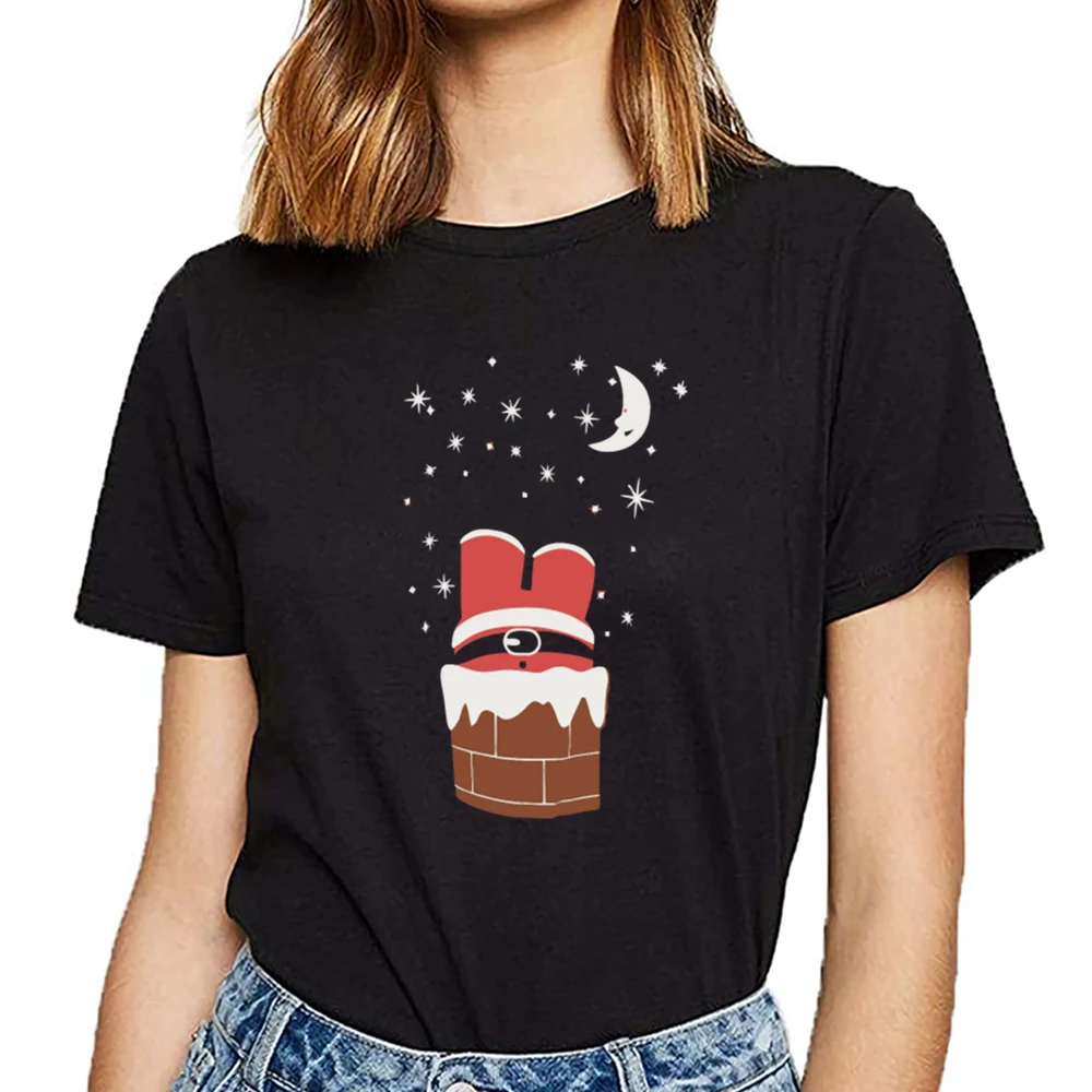 Tops T Shirt Women christmas chimney 
