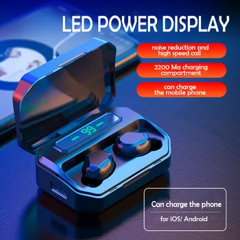 

Bluetooth headset Earphones Wireless Headphones With Microphone Sports Waterproof Headsets 2200mAh Charging Box For iOS Android