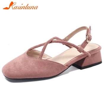 

Karinluna New Arrivals 2020 Big Size 43 Chunky Heels Summer Sandals Woman Shoes Buckle Strap Black Shoes Women Sandals Female