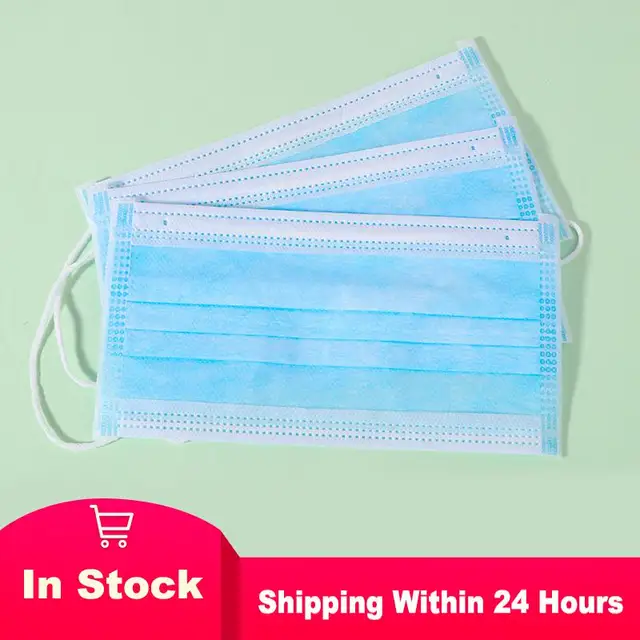 US $21.49  50PCS Antivirus Masks Earloop Hygiene Face Mask Virus Non-woven Disposable Mask Breathing Facemask 