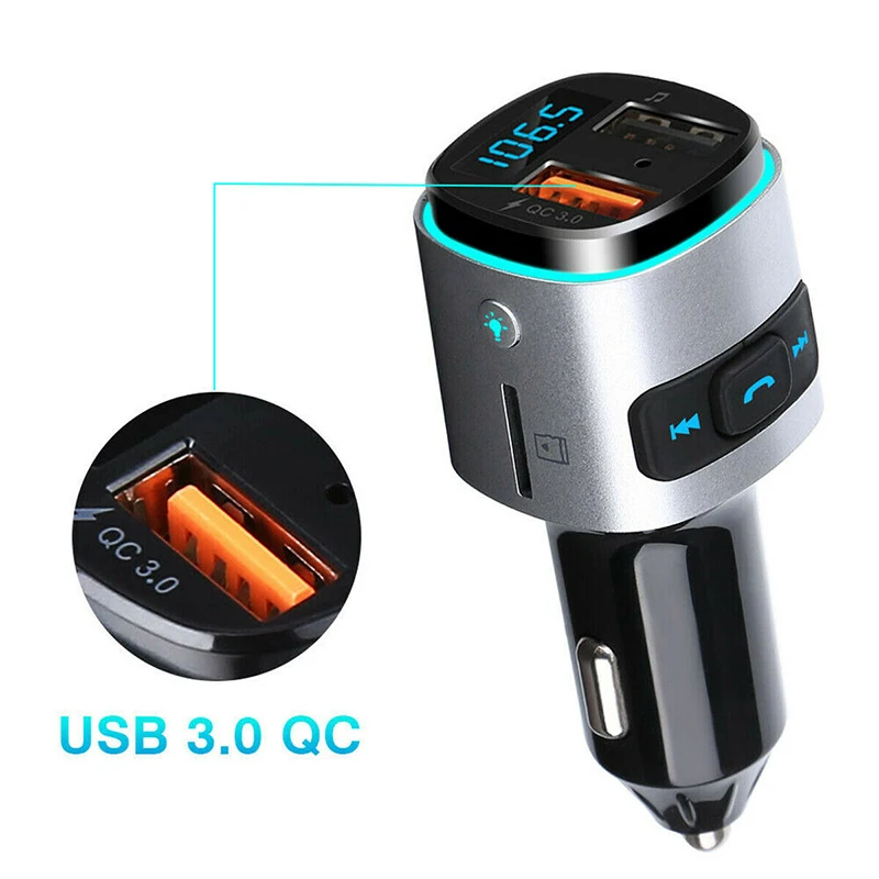 Универсальный bluetooth автомобильный радиоприемник FM передатчик адаптер QC 3,0 USB Зарядное устройство 2-в-1 MP3 комплектующие для плеера для мобильного сотового телефона