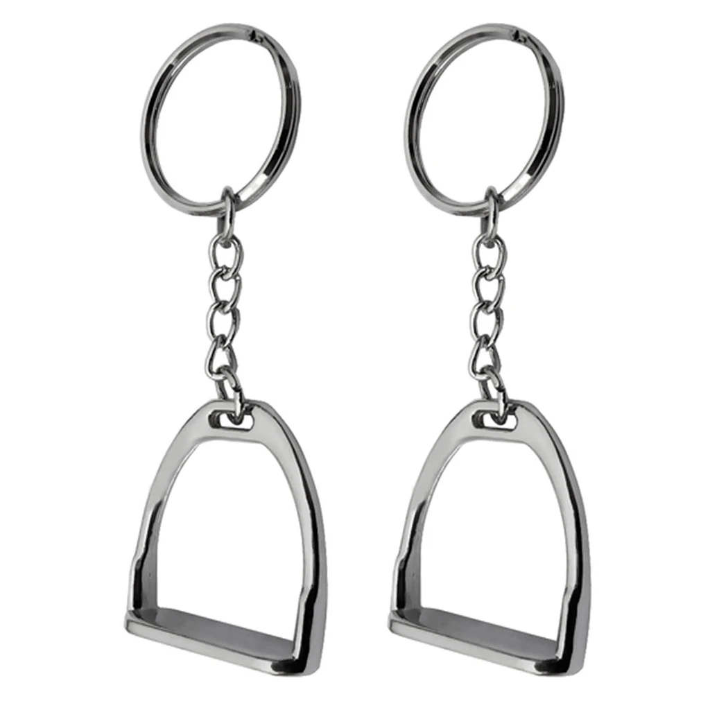 1/2pcs English Stirrup Keyring Key Chain Hanging Ornament Horse Equestrian Style Gift Silver Color key ring,calendar key chain