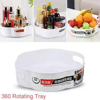 

Non-Slip Rotating Storage Tray Multifunctional Make Up Organizer Kitchen Seasoning Storage Box Tray Bathroom Shampoo Holder