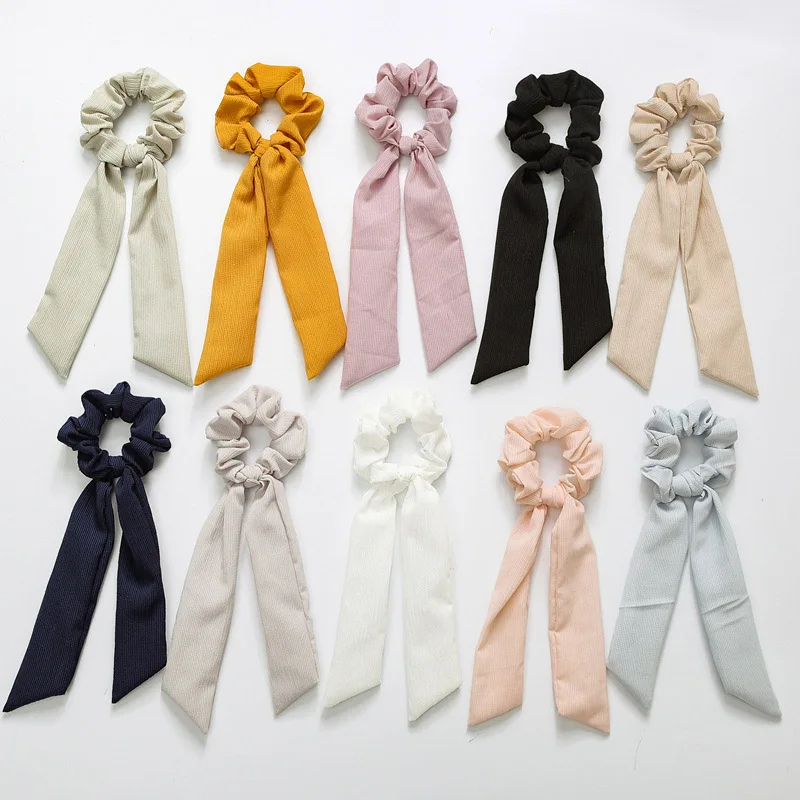 

Hot Sale New Korea Women Ribbon Solid Scrunchies Elastic Hair Rope Ponytail Holder Stretchy Hair Band For Women Hair Accessories