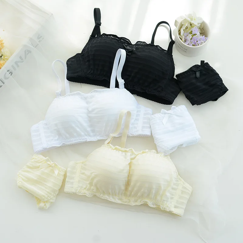 

Honviey untra thin underwear and panties for women tube top wirefree gathered bra set Female intimates bra and panty set