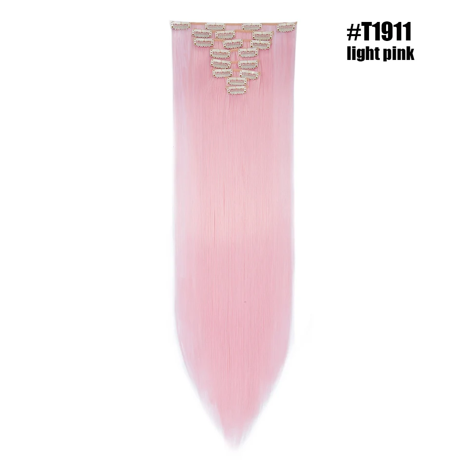 light pink S-noilite 2" 8 шт./компл. шелковистые прямые волосы Наращивание волос Синтетические наращивание натуральных волос для Для женщин длинные натуральные волосы на заколках для наращивания, волосы на заколках - Цвет: light pink