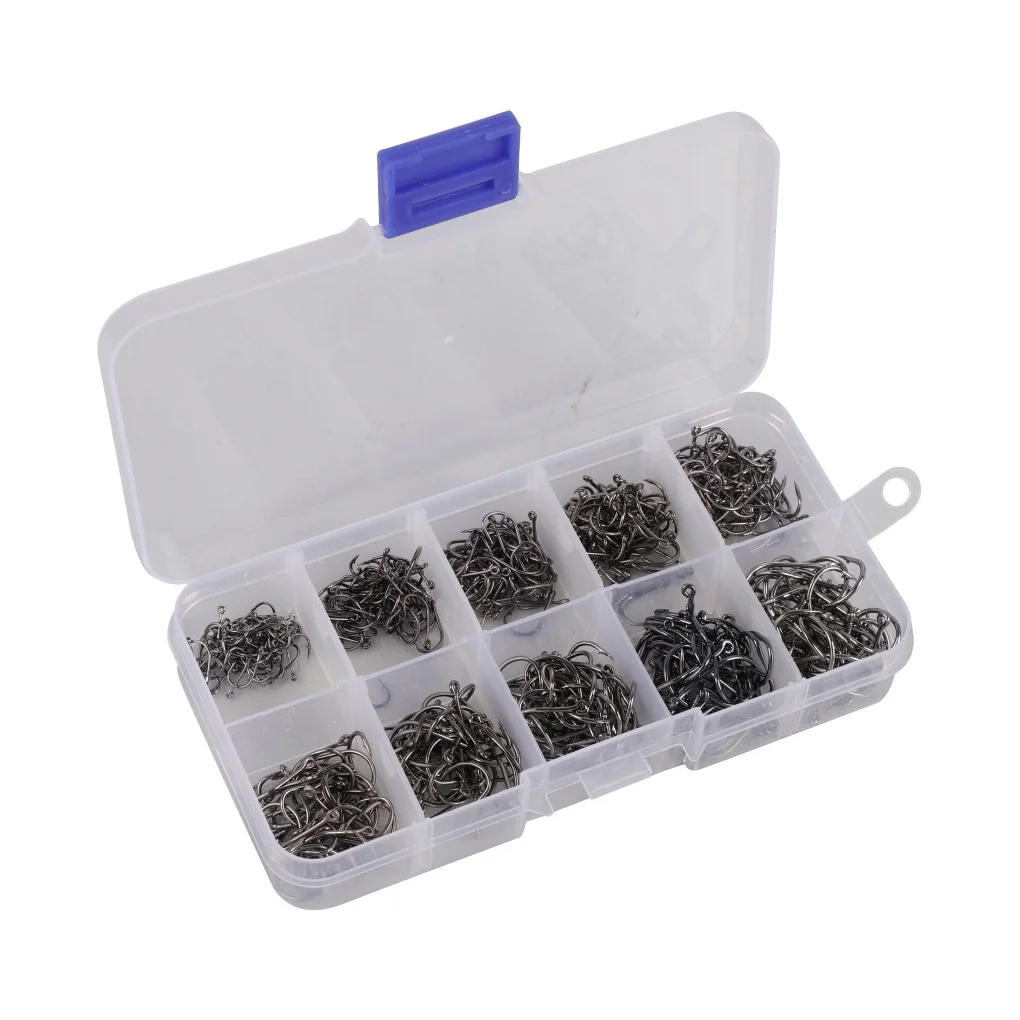500pcs Fish Hooks Set Outdoor Fishing Carbon Steel Single Claw Jig Barb
