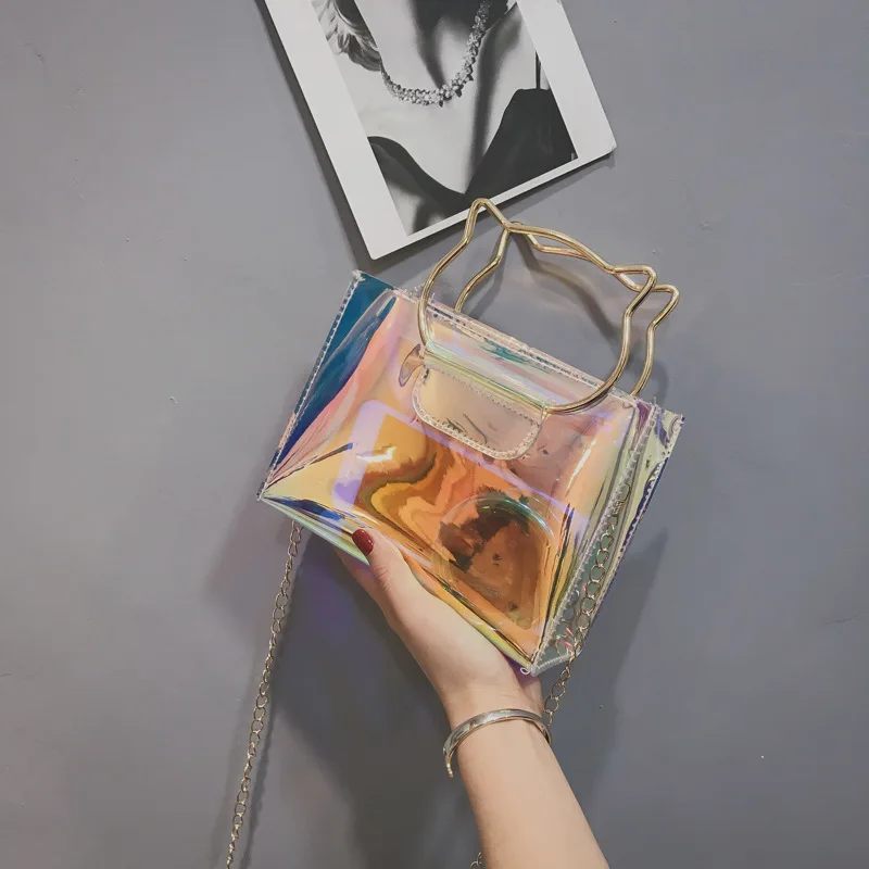 

2019 Summer New Style Laser Mini INS Super Fire the Cat Handbag Chain Shoulder Bag Shoulder Square Sling Bag