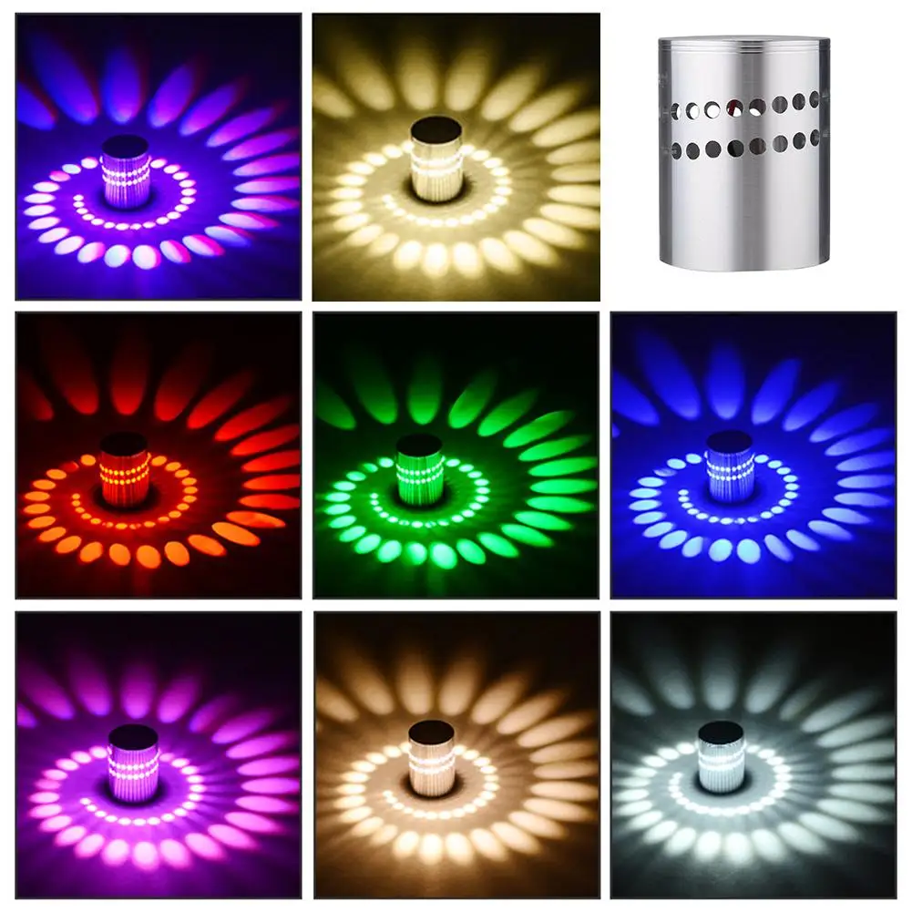3 Вт Мини RGB LED настенный светильник с несколькими отверстиями спираль эффект