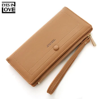 

New Wristband Women Wallet Many Departments Female Wallet Long Clutch Lady Purse Zipper Phone Pocket Card Holder Ladies Carteras