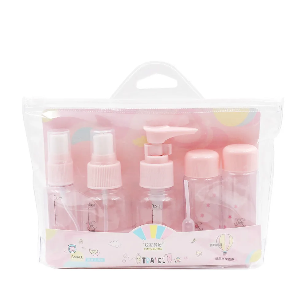 

7pcs/Set Mini Makeup Cosmetic Face Cream Pot Bottles Plastic Transparent Empty Make Up Container Bottle Travel Kit Accessories