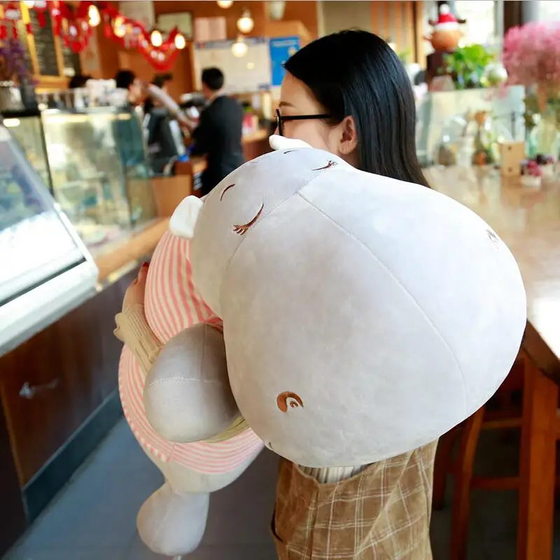

Hippo Stuffed Animal Comfortable Pillow Down Cotton Baby Pillow Soothing Child Girlfriend Doll