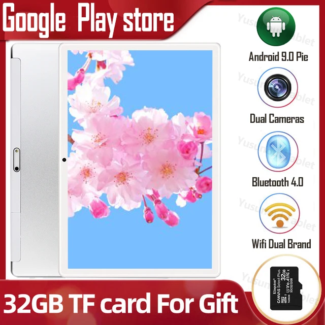 Планшетный ПК с Wi Fi 10 дюймовый 32 Гб ПЗУ стеклянный экран 2.5D Android 9 0 Pie разрешение
