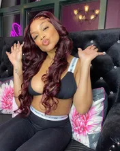 Topodmido-peluca con malla frontal para mujer, Color 99J, 13x4, con pelo de bebé, peluca de cabello humano brasileño con parte media, ondas de encaje sin brillo