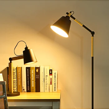 

Nordic floor lamp simple modern study bedroom living room lamp solid wood study LED floor lamp