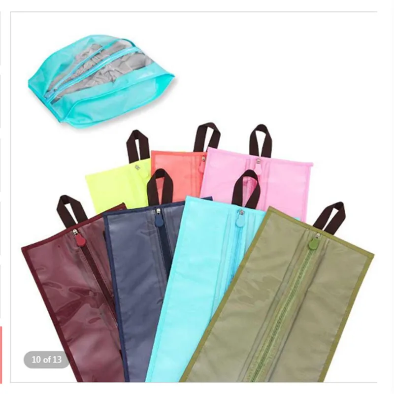 

Portable Travel Supplies Organizer Shoes Storage Bag PVC Waterproof Dustproof Hanging Save Space Zipping Bags Home Supplies 1pc