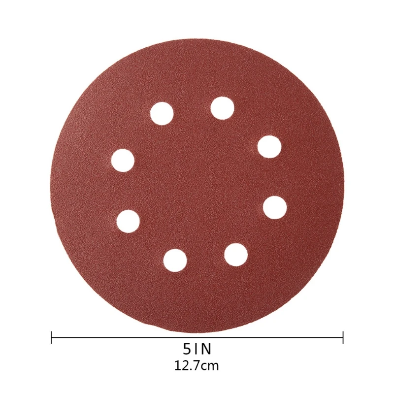 

50pcs 125mm Round Shape Sanding Discs Hook Loop Sanding Paper Buffing Sheet Y51B