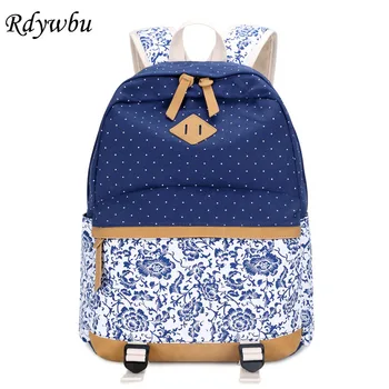 

Flower Printing Backpack Girls High Quality Canvas School Bags Large Striped Travel Laptop Bag Mochila Feminina Bagpack B805