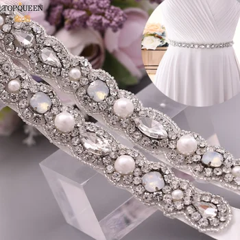 

TOPQUEEN Wedding Belt Opal Rhinestone Trim for Wedding Belt Crystal Beaded Wedding Belt Belts for Women Bridal Belts S274