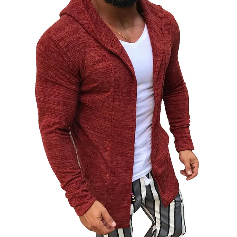 Style 3 Iron red Свитер с капюшоном, пальто, Мужской Повседневный тонкий свитер с карманами, трикотажный кардиган, мужской, осенние толстовки с капюшоном, трикотажная верхняя одежда, Hombre - Цвет: Style 3 Iron red