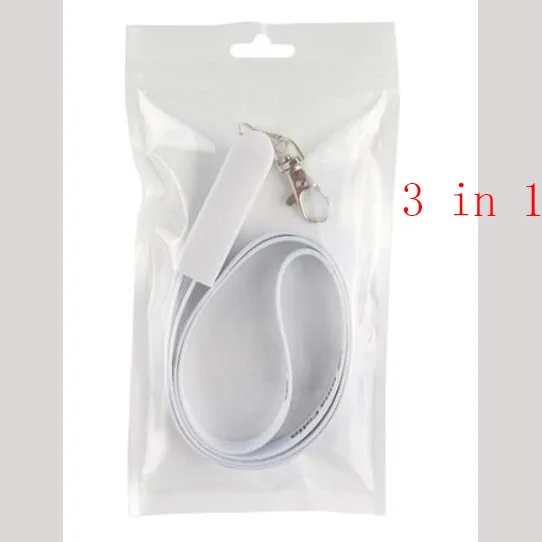 3 in 1 White Ремешок для сотового телефона Micro-usb кабель для зарядки, 33,5 дюймов линейка Lanyards шейный шнур для зарядки телефона/ключей/брелка - Цвет: 3 in 1 White
