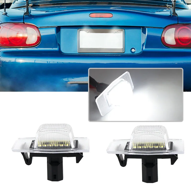 2Pcs Canbus LED Number License Plate Light Lamp Car Accessories For Mazda 323 MPV Protege Tribute Miata MX-5 Ford Escape Mercury