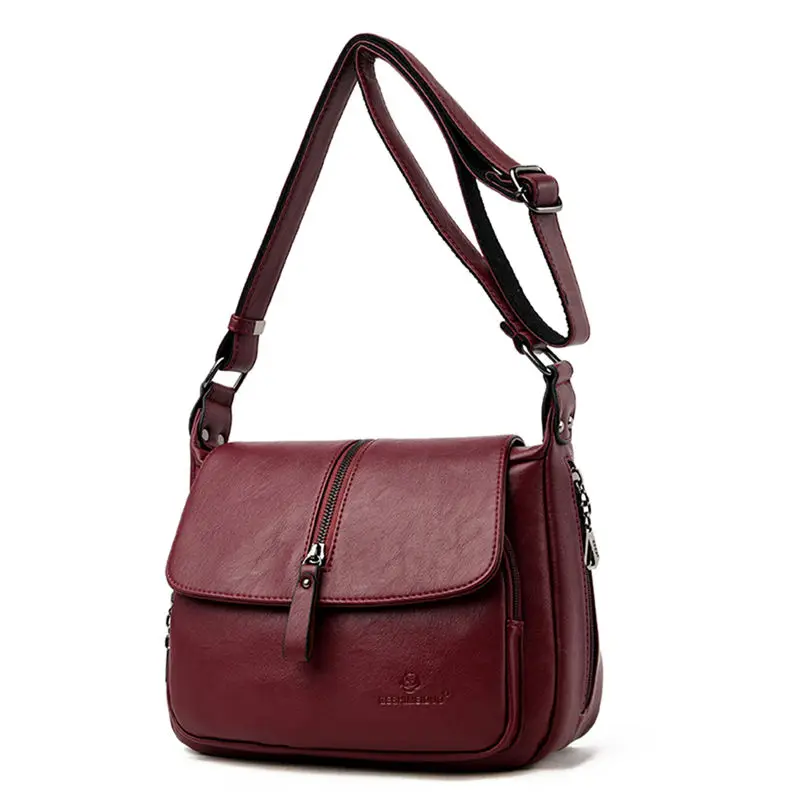 Burgundy Bolsa Feminina, женская сумка-мессенджер на плечо, овчина, высокое качество, сумки через плечо, повседневные, одноцветные, на молнии, модная сумка - Цвет: Burgundy
