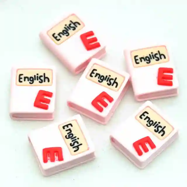 Resin Back to School Stationery Scrapbook Embellishments Miniatures|School Party Decoration Crafts|Back to School Gifts English Book-10PCS