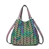 Luminous reflective  Bag Geometric Tote Folding Shoulder Bags for women 2024 Plain Folding Handbags sac a main Female Bolsas 1