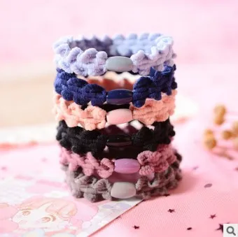 Многоцветный 1000 шт/Партия DIY черные мультипликационные волнистые кружевные резинки для волос высокопрочный аксессуары тросы HA599 - Цвет: Многоцветный