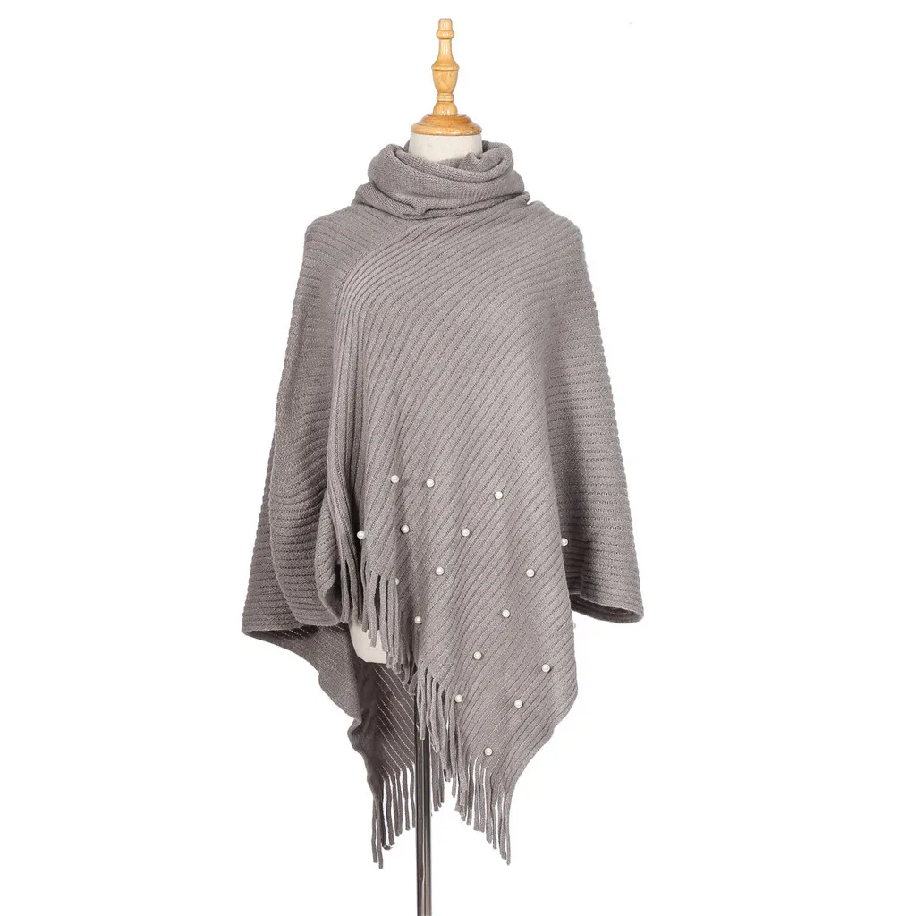 

sweaters poncho women invierno 2019 women Winter Knitted Cashmere Poncho Capes Shawl Cardigans Sweater Coat #D