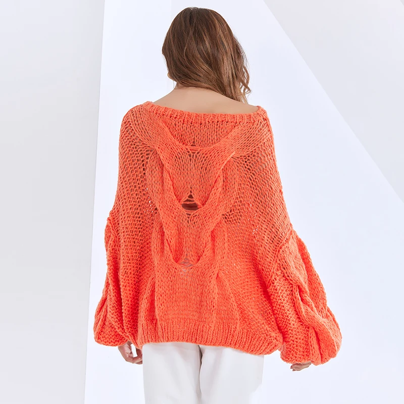 TWOTWINSTYLE Oversized Sweater For Women O Neck