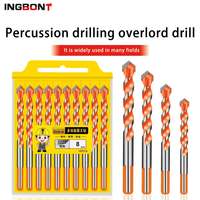 Pro 4-12mm Threaded Triangle Tungsten Steel Wall Tile Concrete Drilling Bit Household Marble Overlord Drill Electric Drill sunshine makita straight shank percussion bit cement wall tungsten steel drill bit concrete slab hole drilling set round handle