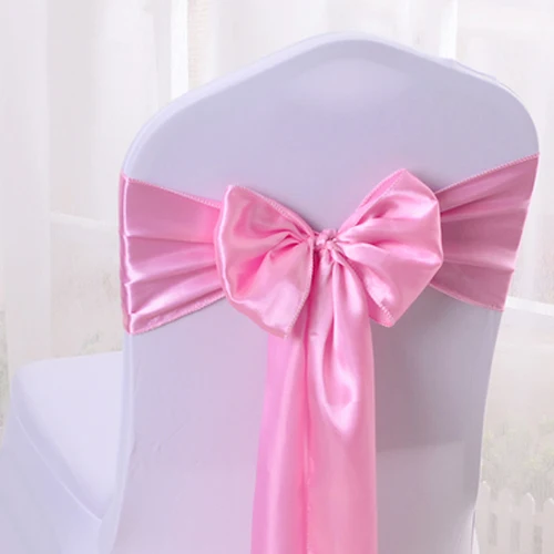 20pcs Chair Sashes Satin Silk Cloth Wedding Chair Knot Bows Seat Chair Cover Bow Sashes DIY Ribbon for Party Chair Decoration - Цвет: pink