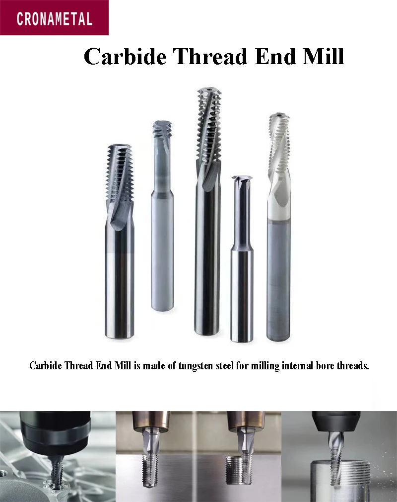 3Flute Solid Carbide End Mill Thread Milling Cutter M1.6-M12 Metric HSS End Mill 