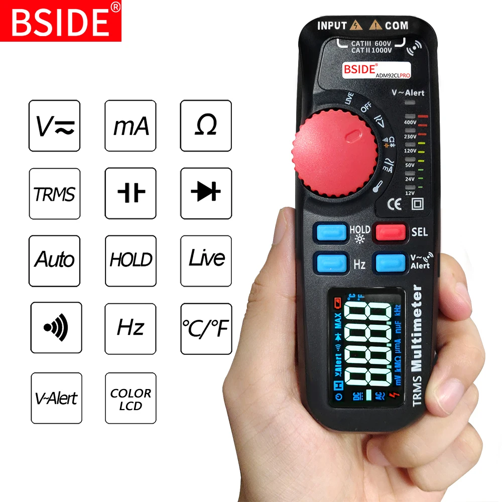 Многофункциональный цифровой мультиметр BSIDE с цветным дисплеем Автоматический