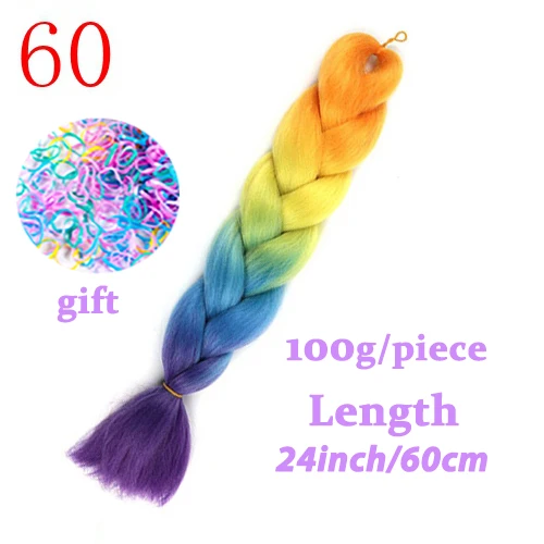 Hair Braid Synthetic Hair Extensions Jumbo False Braid Ombre Braiding Hair Pink Grey Blue Color Kanekalon - Цвет: 24/613