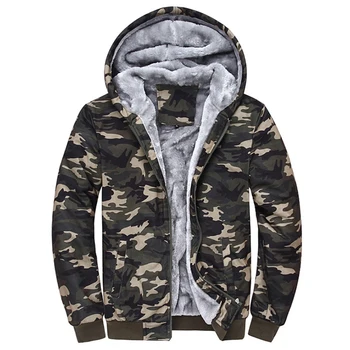 

Autumn and winter new men's plus cashmere camouflage sweater fashion men's British large size slim jacket