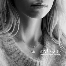 Женское Ожерелье eManco 316L из нержавеющей стали, 4 размера, имитация жемчуга, ожерелье для женщин, изысканное колье, ожерелье, ювелирное изделие