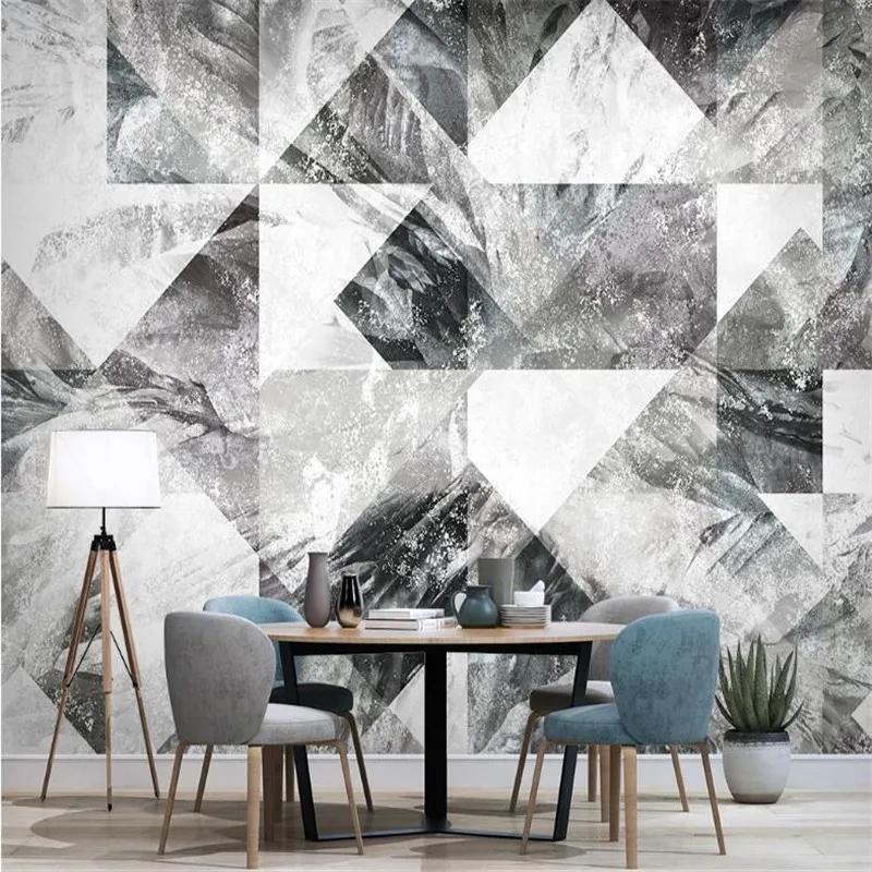 Large 3D wallpaper mural custom modern abstract geometric microcrystalline living room TV background wallpaper mural