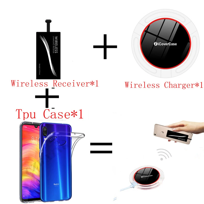 Qi Беспроводное зарядное устройство power Pad для Xiaomi mi Note 10 TPU чехол power wireless Charge Receiver для mi Note10 аксессуары - Цвет: Красный