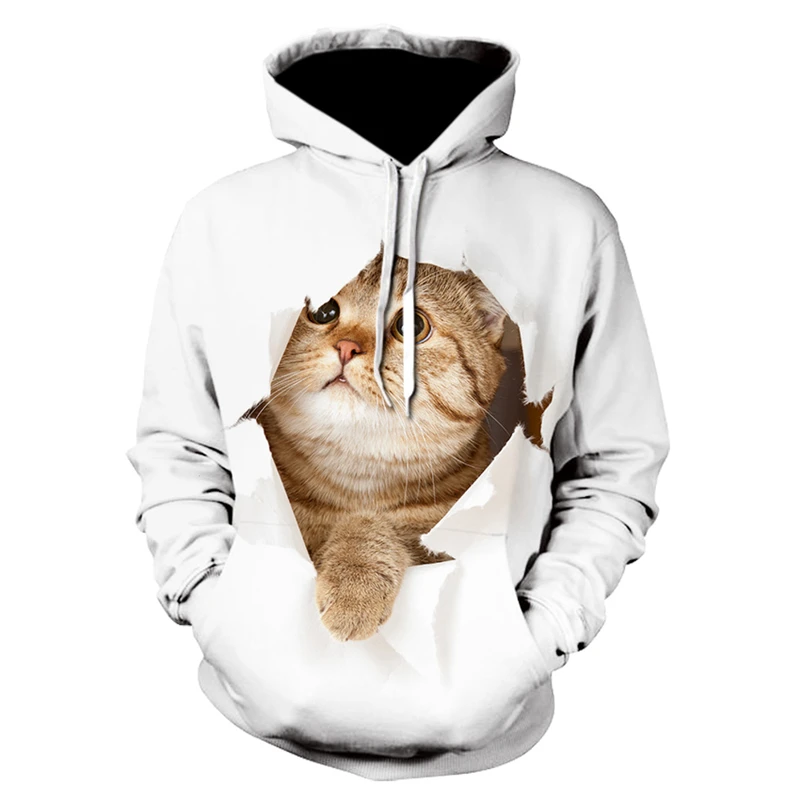 

Men's Hoodie Funny 3D Cat New Long Sleeve Hoodie Street Casual Fitness Jogging Sports Fashion Trend Children's Hip Hop Hoodie