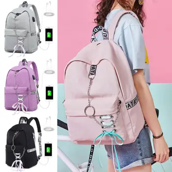 

Women Backpack Girls' School Bag for Girl USB Charge Travel Laptop Bagpack