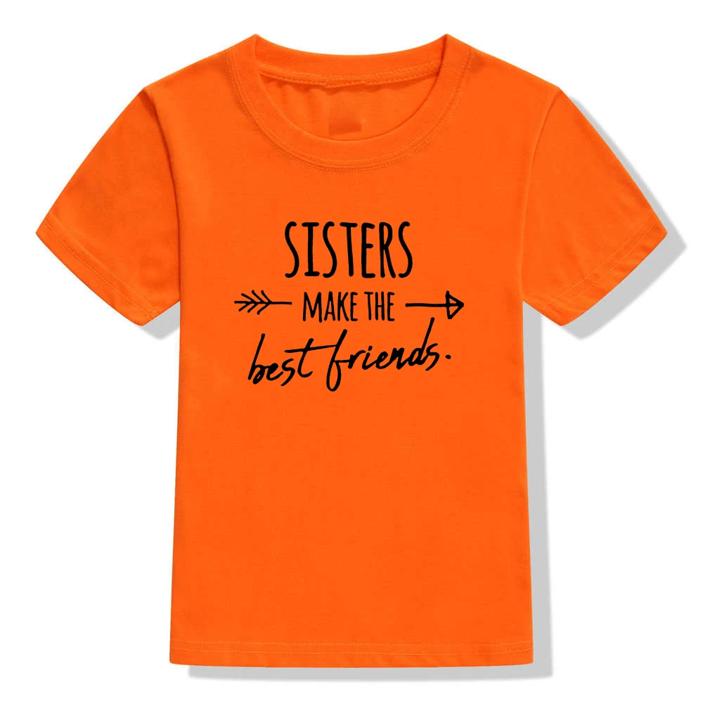 Детская футболка с надписью «Sister Make The Best Friends» футболка для девочек повседневная детская футболка с надписью «Best Friends» Для малышей Прямая поставка
