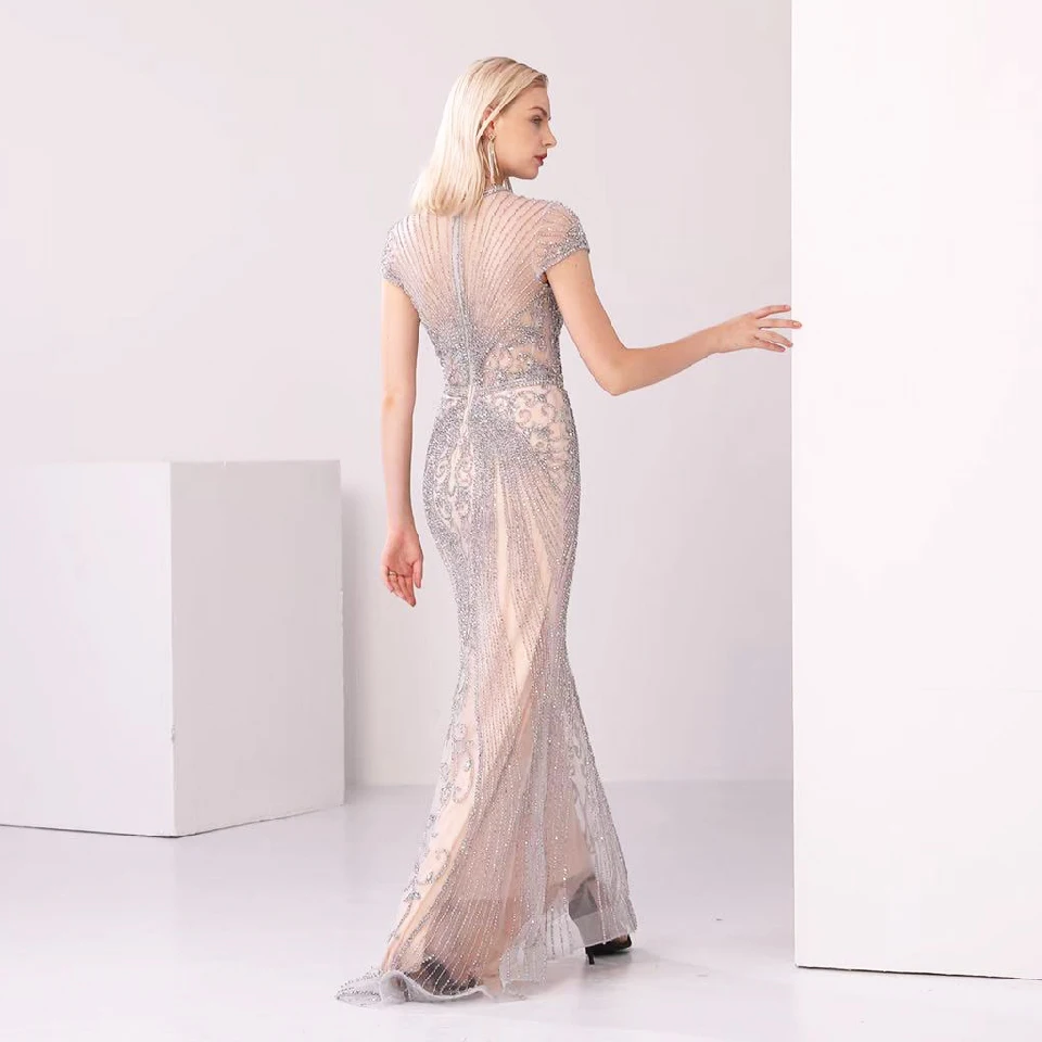 Lakshmigown Роскошные праздничные женские вечерние платья Vestidos Largos размера плюс платье для выпускного вечера темно-синие сексуальные длинные официальные платья