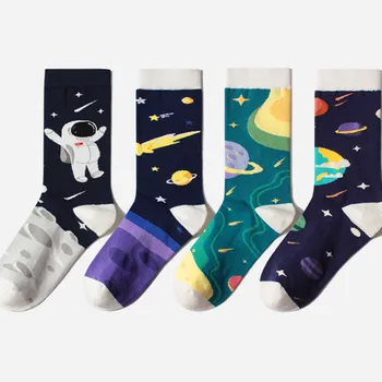 

New Fashion Autumn Winter Personality Planet Tide Socks Hot Sale Elastic Comfy Women High Quality Casual Outer Space Series Sock