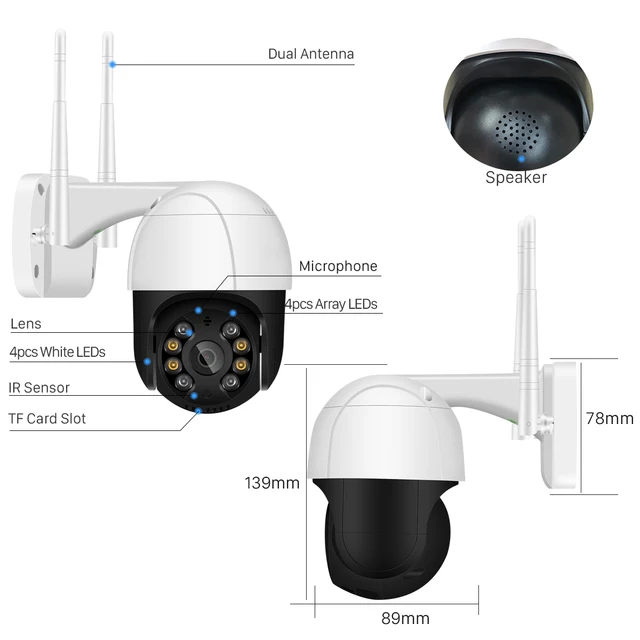 ARLUX HOME SECURE Caméra de surveillance extérieure Wifi avec projecteur  LED 20W 1400lm blanc - 731808