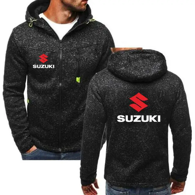 Модные мужские s для SUZUKI худи с логотипами повседневные мужские толстовки с принтом хип-хоп пуловер на молнии с карманом с капюшоном - Цвет: Армейский зеленый